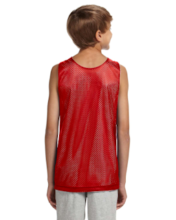 Sample of A4 N2206 Youth Reversible Mesh Tank in SCARLET WHITE from side back