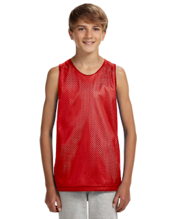 Sample of A4 N2206 Youth Reversible Mesh Tank in SCARLET WHITE from side front