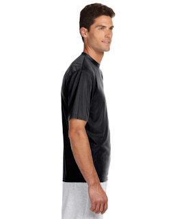 Sample of A4 N3142 - Men's Short-Sleeve Cooling 100% Polyester Performance Crew in BLACK from side sleeveleft