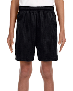 Sample of A4 NB5301 Youth Six Inch Inseam Mesh Short in BLACK from side front