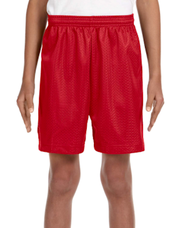 Sample of A4 NB5301 Youth Six Inch Inseam Mesh Short in SCARLET from side front