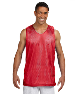Sample of A4 NF1270 Men's Reversible Mesh Tank in SCARLET WHITE from side front