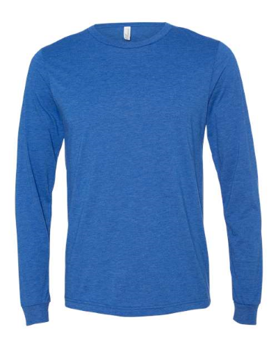 Sample of Unisex Triblend Long Sleeve Tee in True Royal Triblend style