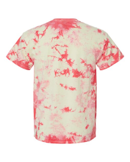Sample of Crystal Tie Dyed T-Shirt in Coral Soft Yellow from side back