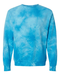 Sample of Midweight Tie-Dyed Sweatshirt in Tie Dye Aqua Blue from side front