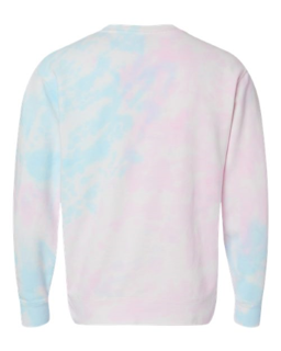 Sample of Midweight Tie-Dyed Sweatshirt in Tie Dye Cotton Candy from side back