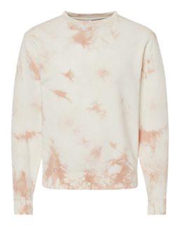 Sample of Midweight Tie-Dyed Sweatshirt in Tie Dye Dusty Pink from side front