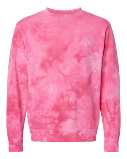 Sample of Midweight Tie-Dyed Sweatshirt in Tie Dye Pink from side front