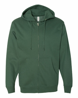 Sample of Midweight Full-Zip Hooded Sweatshirt in AlpineGreen from side front