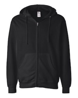 Sample of Midweight Full-Zip Hooded Sweatshirt in Black from side front