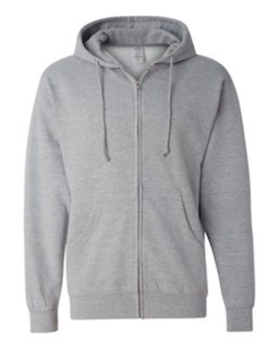 Sample of Midweight Full-Zip Hooded Sweatshirt in Grey Heather from side front
