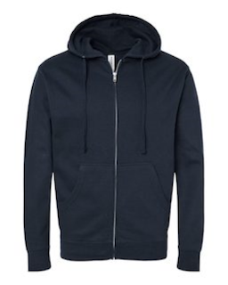 Sample of Midweight Full-Zip Hooded Sweatshirt in Navy from side front