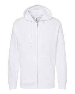 Sample of Midweight Full-Zip Hooded Sweatshirt in White from side front