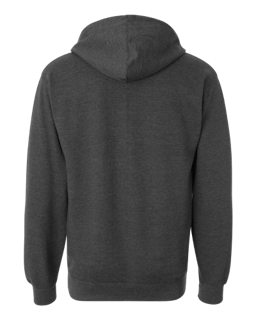 Sample of Midweight Hooded Sweatshirt in Charcoal Heather from side back