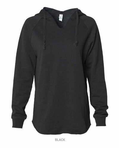 Sample of Women's Lightweight California Wavewash Hooded Pullover Sweatshirt in Black style