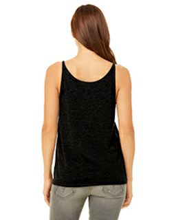 Sample of Bella 8838 - Ladies' Slouchy Tank in BLACK HEATHER from side back