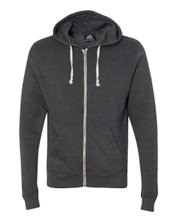 Sample of Adult Adult Triblend Full-Zip Fleece Hood in BLACK TRIBLEND from side front