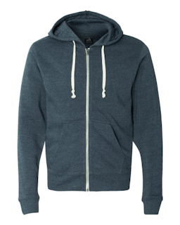 Sample of Adult Adult Triblend Full-Zip Fleece Hood in NAVY TRIBLEND from side front