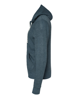 Sample of Adult Adult Triblend Full-Zip Fleece Hood in NAVY TRIBLEND from side sleeveleft