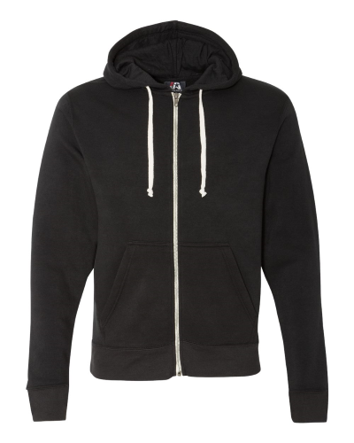 Sample of Adult Adult Triblend Full-Zip Fleece Hood in SOLID BLK TRIBLEND style