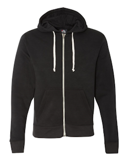 Sample of Adult Adult Triblend Full-Zip Fleece Hood in SOLID BLK TRIBLEND from side front
