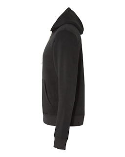 Sample of Adult Adult Triblend Full-Zip Fleece Hood in SOLID BLK TRIBLEND from side sleeveleft