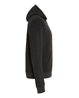 Sample of Adult Adult Triblend Full-Zip Fleece Hood in SOLID BLK TRIBLEND from side sleeveright