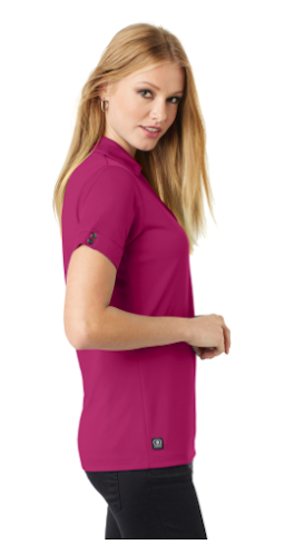 Sample of OGIO Glam Polo in Pink Crush from side sleeveleft