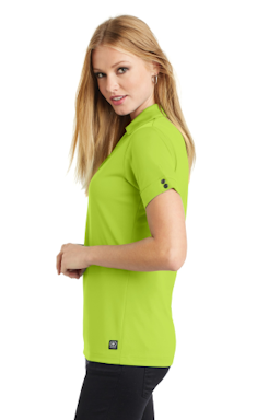 Sample of OGIO Glam Polo in Shock Green from side sleeveright