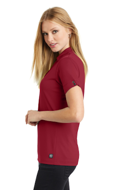 Sample of OGIO Glam Polo in Signal Red from side sleeveright