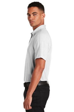 Sample of OGIO Onyx Polo in White from side sleeveleft