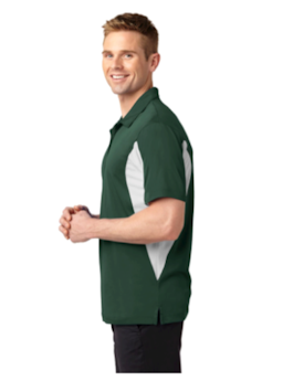 Sample of Sport-Tek Side Blocked Micropique Sport-Wick Polo in Forest White from side sleeveleft