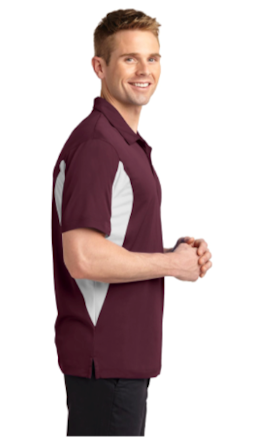 Sample of Sport-Tek Side Blocked Micropique Sport-Wick Polo in Maroon White from side sleeveright