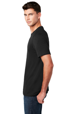Sample of District Made Mens Perfect Blend Crew Tee in Black from side sleeveleft