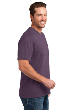 Sample of District Made Mens Perfect Blend Crew Tee in Hthr Eggplant from side sleeveleft