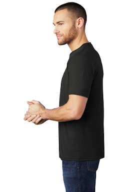 Sample of District Made Mens Perfect Tri Crew Tee in Black from side sleeveleft