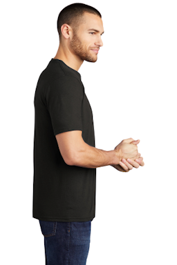 Sample of District Made Mens Perfect Tri Crew Tee in Black from side sleeveright