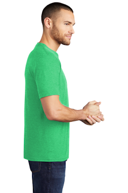 Sample of District Made Mens Perfect Tri Crew Tee in Green Frost from side sleeveright