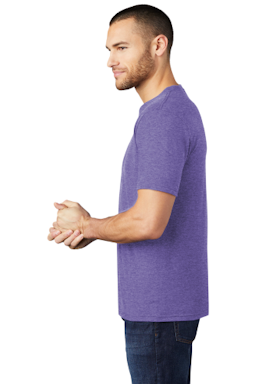 Sample of District Made Mens Perfect Tri Crew Tee in Purple Frost from side sleeveleft