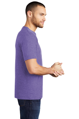 Sample of District Made Mens Perfect Tri Crew Tee in Purple Frost from side sleeveright