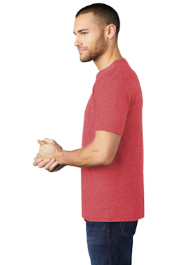 Sample of District Made Mens Perfect Tri Crew Tee in Red Frost from side sleeveleft