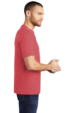 Sample of District Made Mens Perfect Tri Crew Tee in Red Frost from side sleeveright