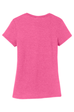 Sample of District Made Ladies Perfect Tri Crew Tee in Fuchsia Frost from side back