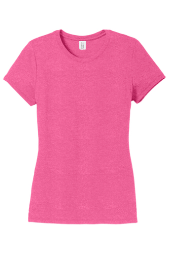 Sample of District Made Ladies Perfect Tri Crew Tee in Fuchsia Frost style