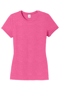 Sample of District Made Ladies Perfect Tri Crew Tee in Fuchsia Frost from side front