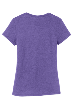 Sample of District Made Ladies Perfect Tri Crew Tee in Purple Frost from side back