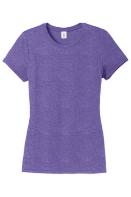 Sample of District Made Ladies Perfect Tri Crew Tee in Purple Frost from side front