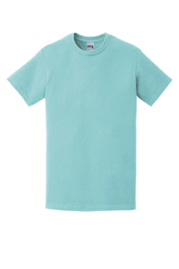 Sample of Gildan Hammer T-Shirt in Lagoon Blue from side front