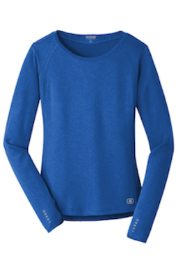 Sample of OGIO ENDURANCE Ladies Long Sleeve Pulse Crew in Electric Blue from side front