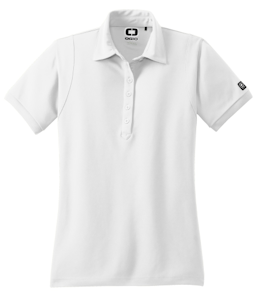 Sample of OGIO Jewel Polo in Bright White from side front